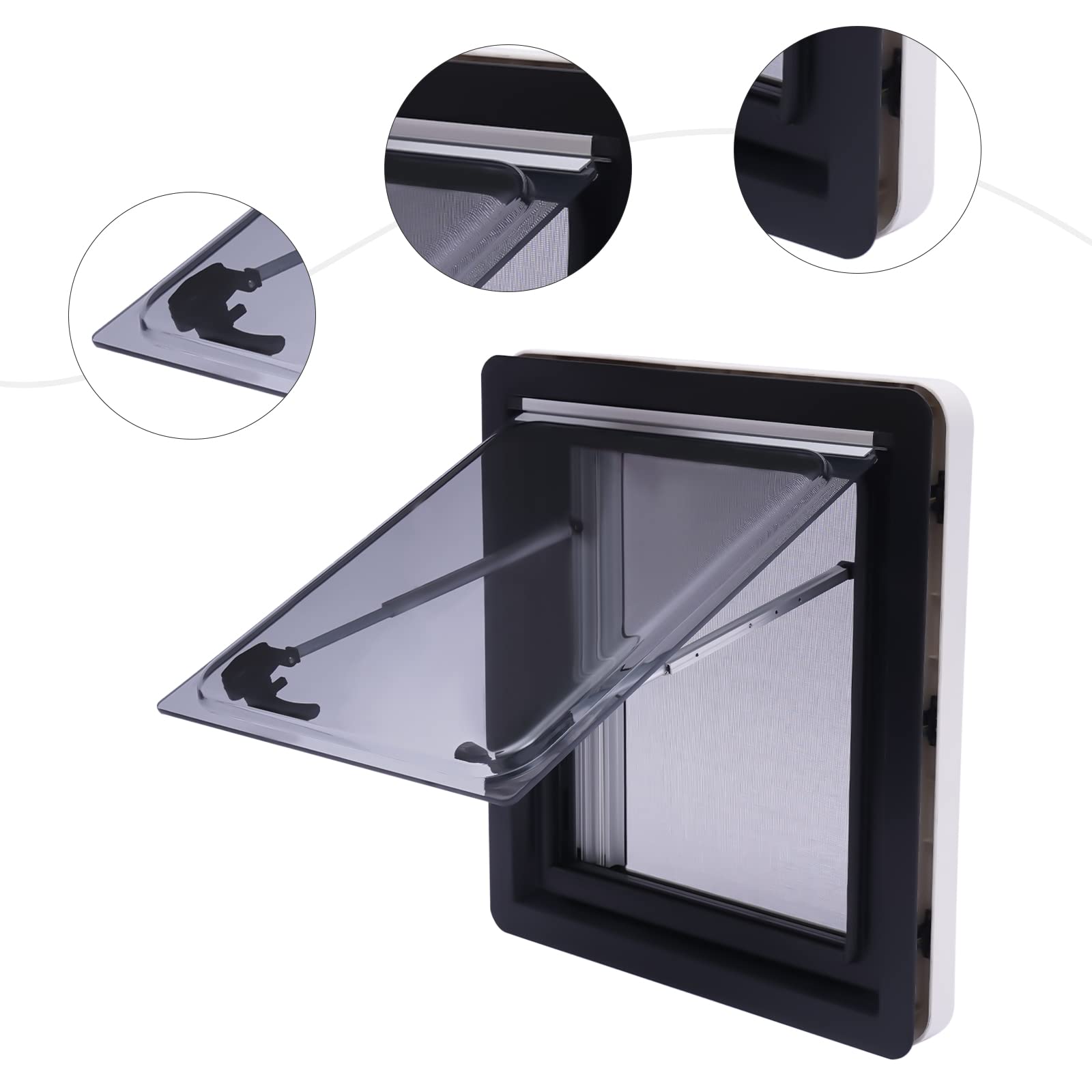 450x500mm RV Replacement Window - Top Hinged Push Out Vent Hatch for Camper Van, Motorhome & Caravan - Durable External Ventilation Upgrade (Perfect for Airflow & Light Control in RVs)