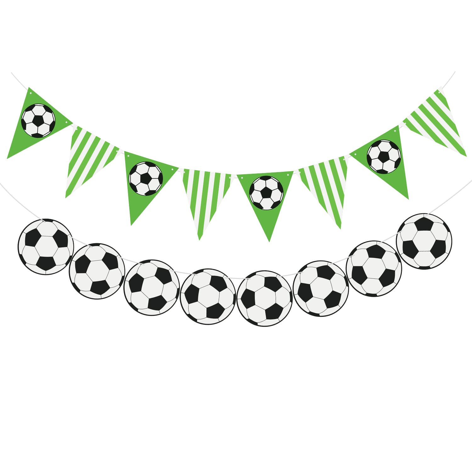 2PCS Soccer Party Banners - Football Themed Birthday Decorations, Sports Garland for First Birthday, Baby Shower & Game Day Parties - Perfect for Soccer Lovers & Sports Theme Celebrations
