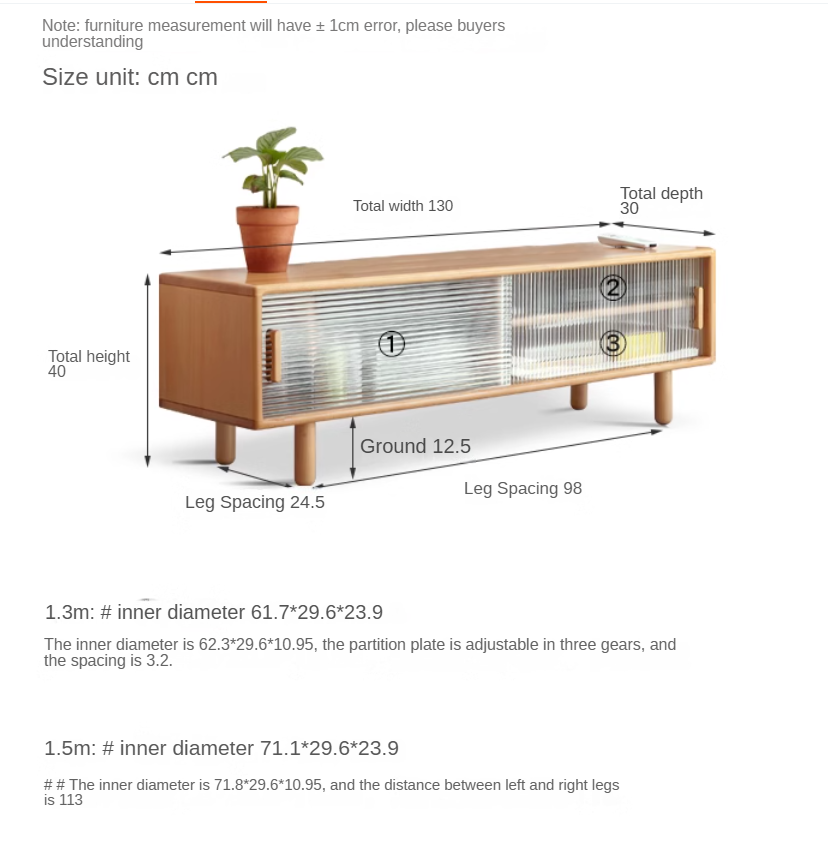 Solid Beech Wood TV Stand with Storage - Modern Entertainment Center for Living Room, Bedroom & Home Theater