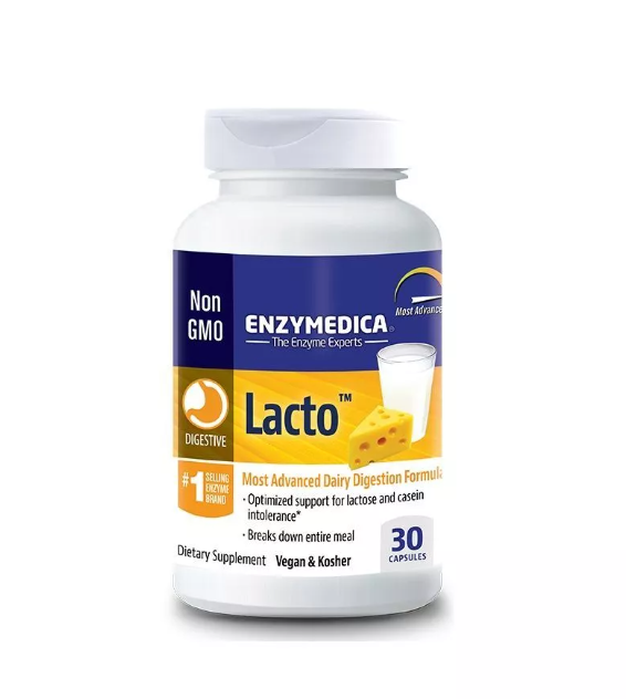 Enzymedica Lacto Digestive Enzyme Capsules - 30 Count - Supports Lactose Digestion & Gut Health - Perfect for Dairy Sensitivity & Digestive Comfort After Meals