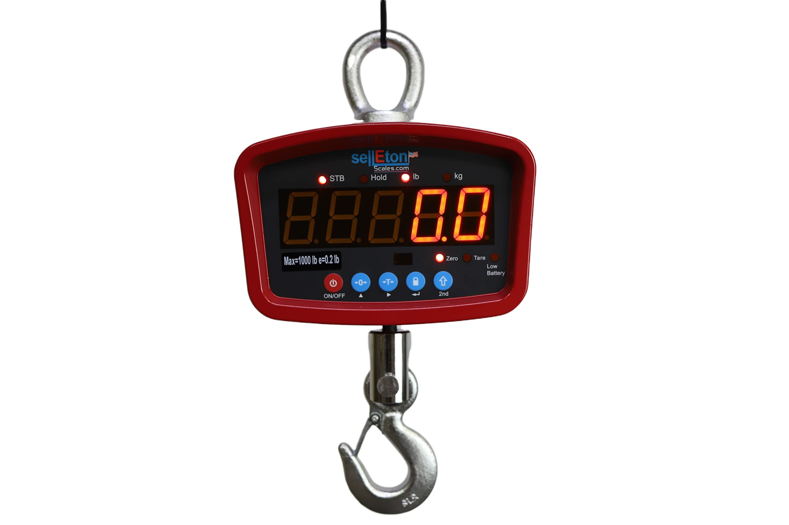 SellEton SL-924 Medium Duty Digital Crane Scale - 2000lb Capacity, 0.5lb Precision | Heavy Duty Industrial Weighing for Construction, Shipping & Warehouse Use