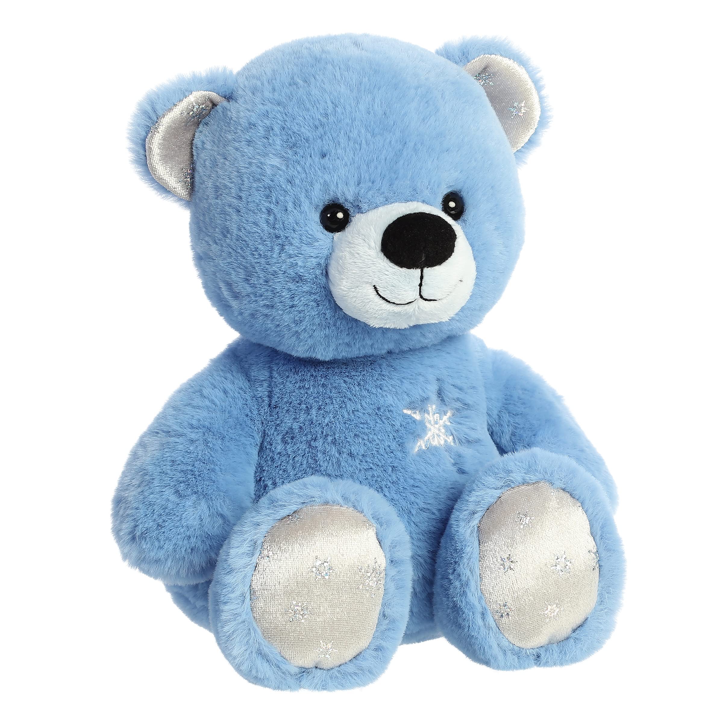Aurora® Festive Holiday Azure Bear™ Plush Toy - 12 Inch Blue Stuffed Animal for Christmas Gifts, Seasonal Decor & Cuddly Companion - Perfect for Stocking Stuffers, Nursery Decor & Cozy Bedtime Snuggles
