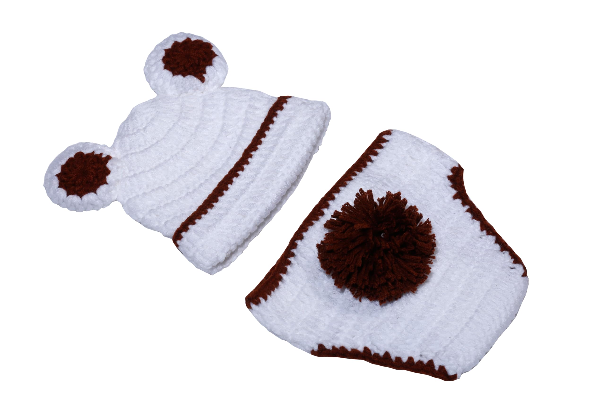 Matissa Newborn Baby Girl & Boy Crochet Knit Costume Outfit Set with Bear Hat - Photography Props for Newborn Photo Shoots, Baby Showers & First Birthday Parties