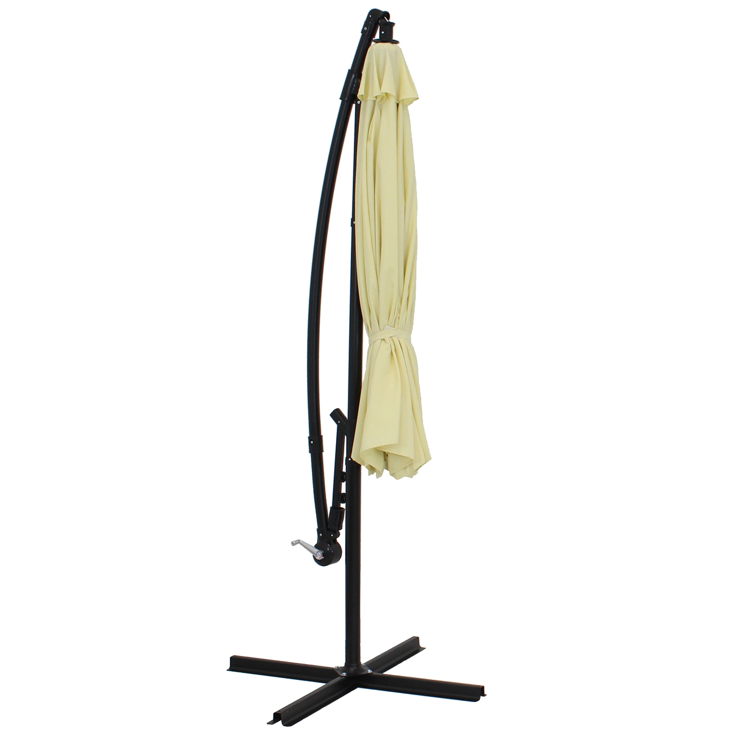 Sunnydaze 9.5 Foot Offset Outdoor Patio Umbrella with Easy Crank Lift - Perfect for Poolside, Backyard, Deck, and Garden Shade