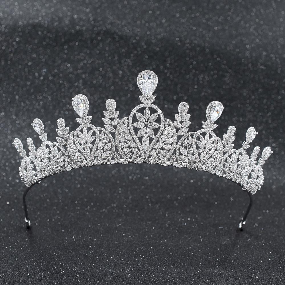 Royal Wedding Tiara Crown - Cubic Zirconia Bridal Diadem for Princess Bride & Prom - Perfect for Weddings, Pageants & Special Occasions