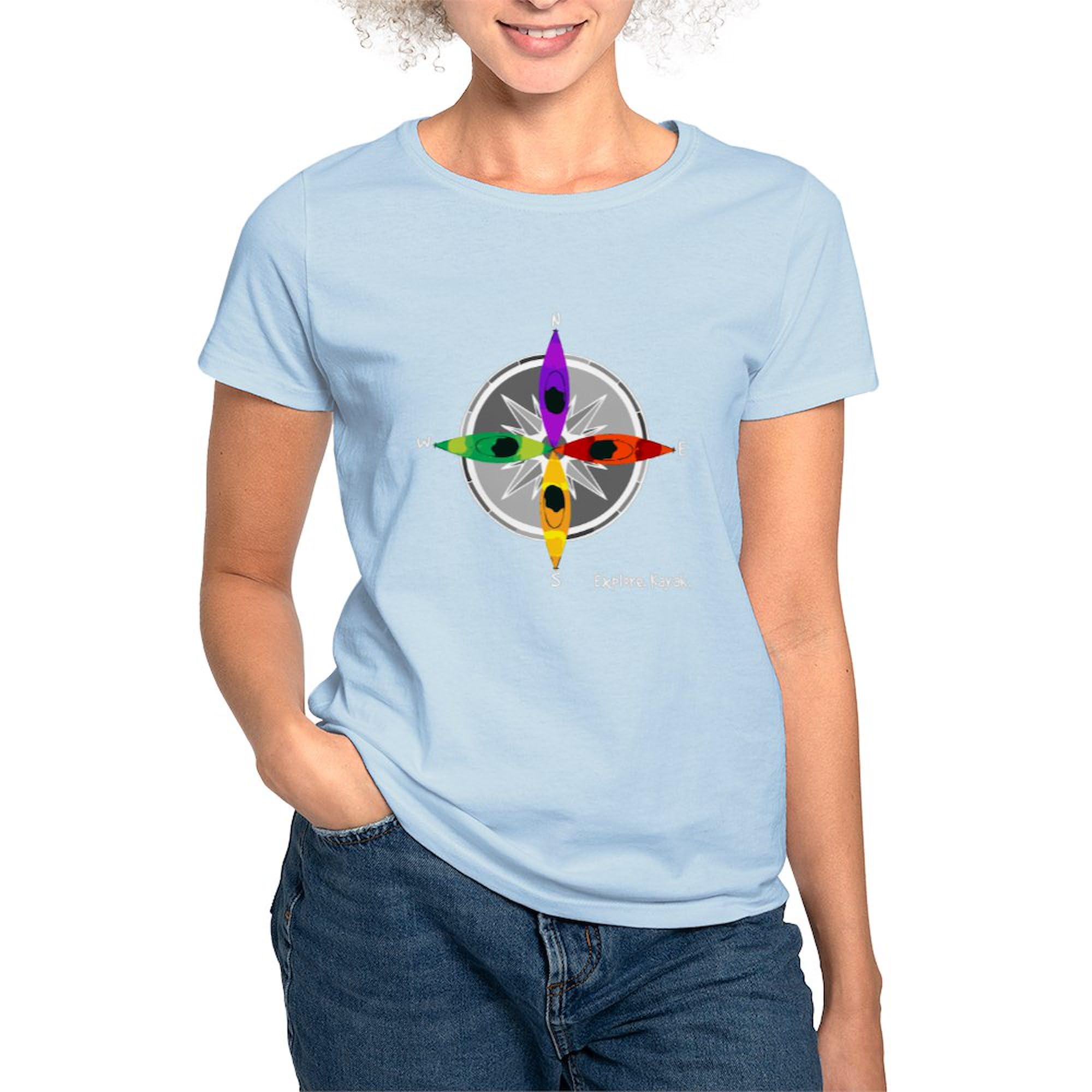 **Compass Kayak T-Shirt for Women - Soft Cotton Crew Neck Tee - Perfect for Kayaking, Outdoor Adventures & Casual Wear**