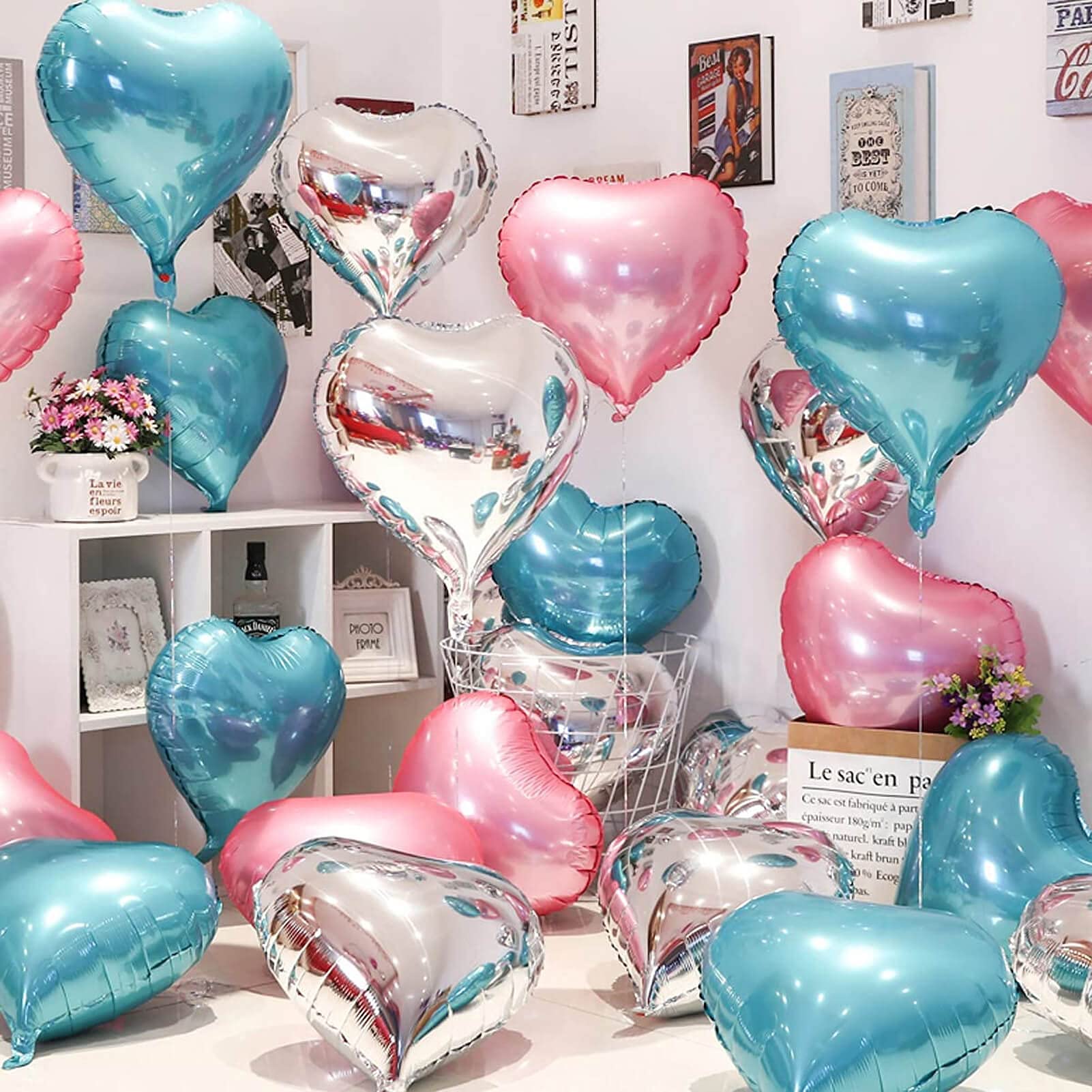 10Pcs Pearl Pink Foil Heart Shaped Balloons 18 Inch - Elegant Mylar Balloons for Baby Showers, Weddings, Valentine's Day & Party Decorations - Perfect for Romantic Proposals, Anniversary Celebrations and Birthday Party Backdrops