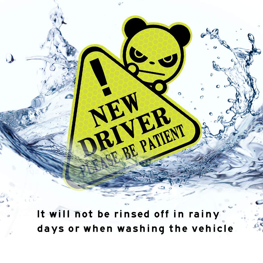 Funny New Driver Sticker for Car - Reflective Waterproof Student Driver Decal - Perfect for Graduation Gifts & Safe Driving Practice (Yellow)