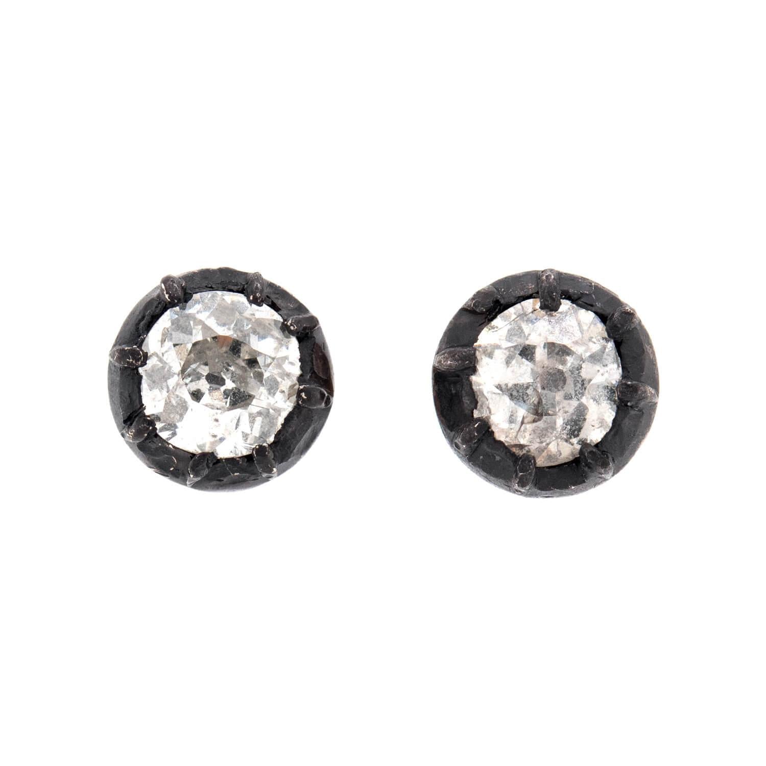 Victorian Style 14K Gold & Sterling Silver Diamond Stud Earrings for Women – Elegant Gift for Weddings, Anniversaries & Special Occasions