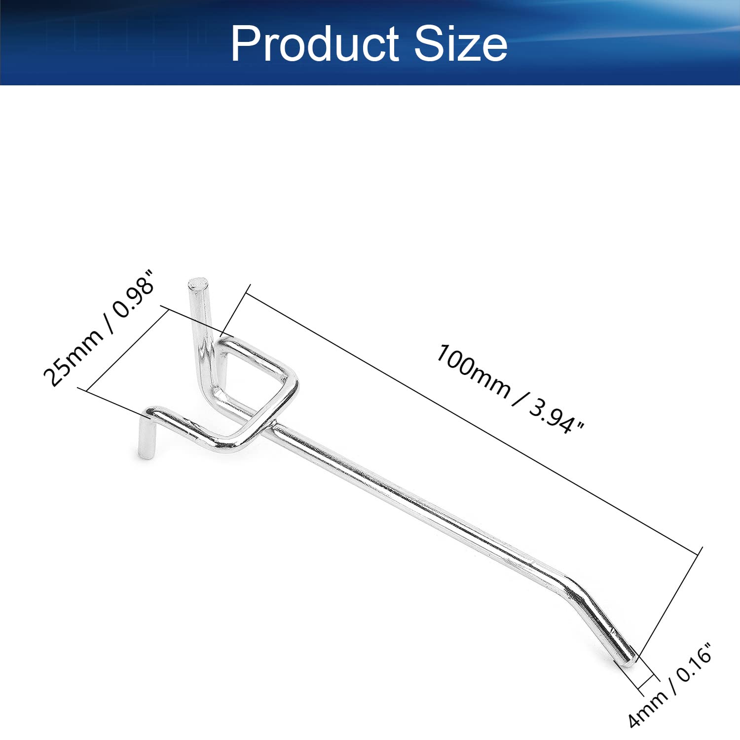10 Pack 4 Inch Iron Pegboard Hooks - Heavy Duty Garage Storage Hooks for 1/8