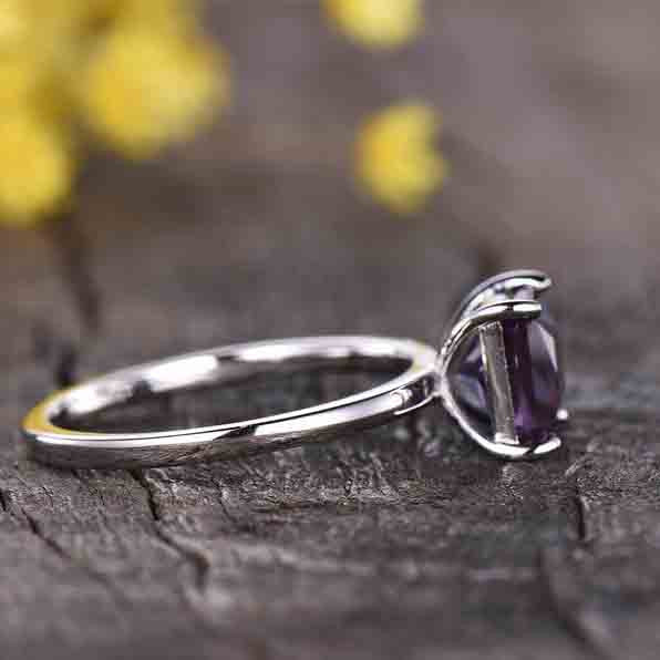 Princess Cut Alexandrite Engagement Ring - 14K White Gold Solitaire Ring for June Birthstone | Perfect for Proposals, Anniversaries & Special Occasions