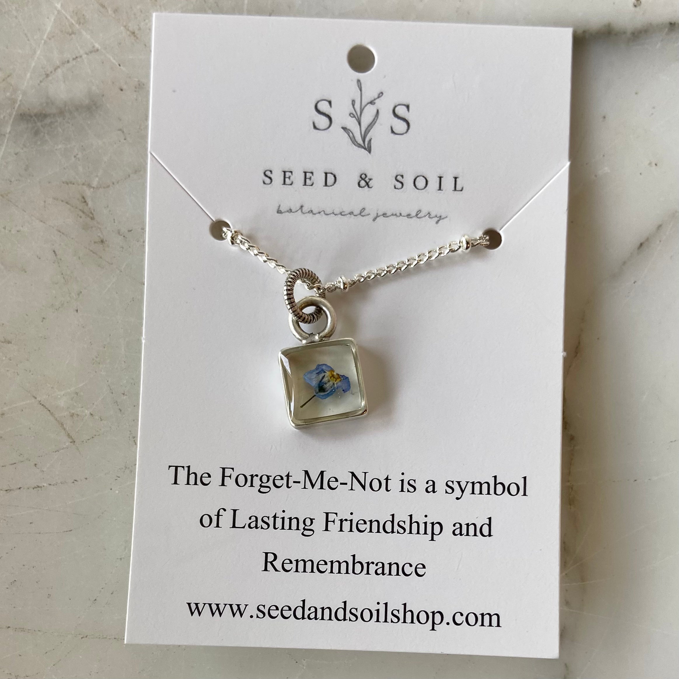 Forget Me Not Seed Necklace - Handmade Floral Jewelry for Women - Perfect Gift for Mother's Day, Anniversary & Romantic Occasions