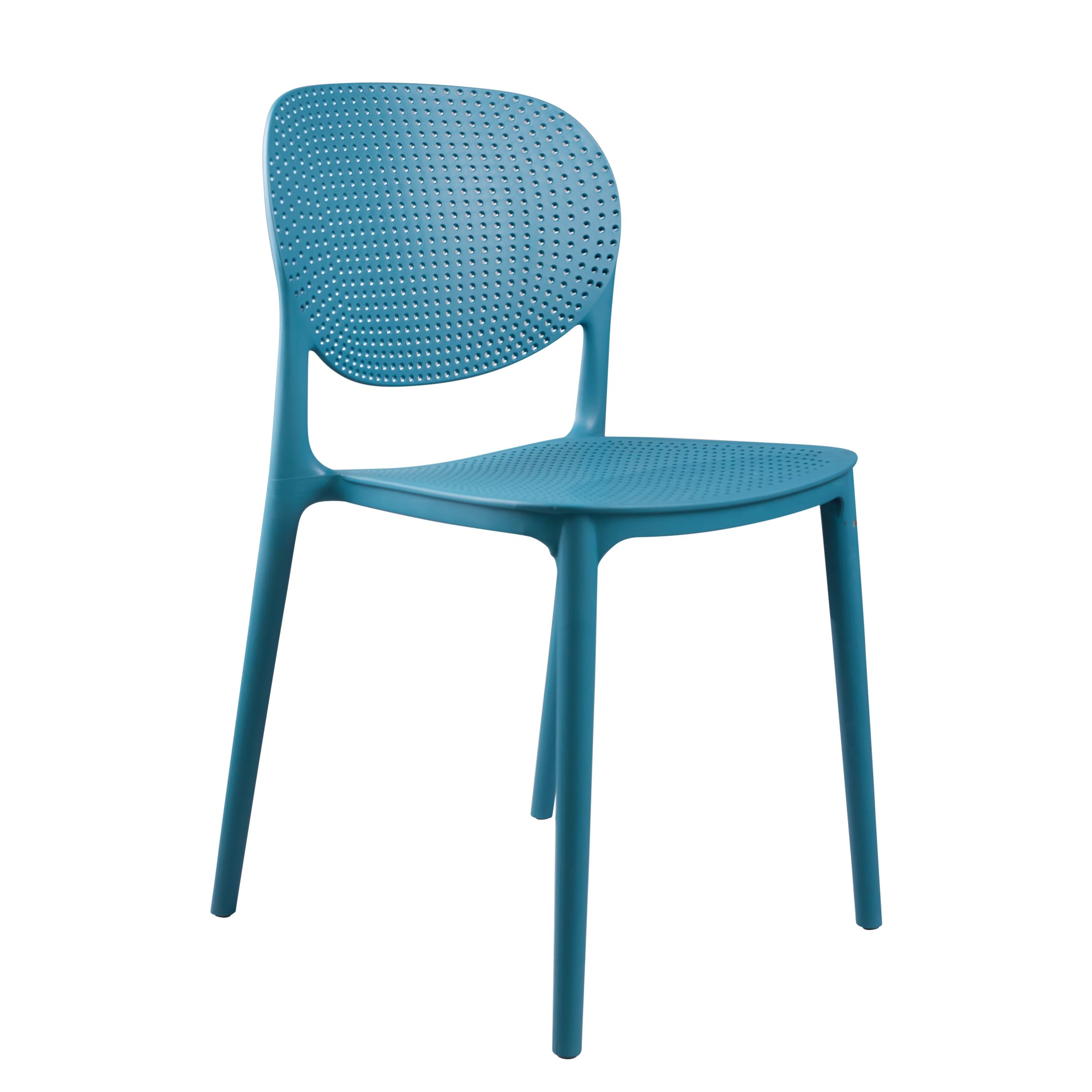 CozyBlock MESH Perforated Stackable Dining Chairs Set of 2 - Breathable Teal Blue Modern Chairs for Indoor & Outdoor Use - Perfect for Patio, Dining Room, Kitchen or Office