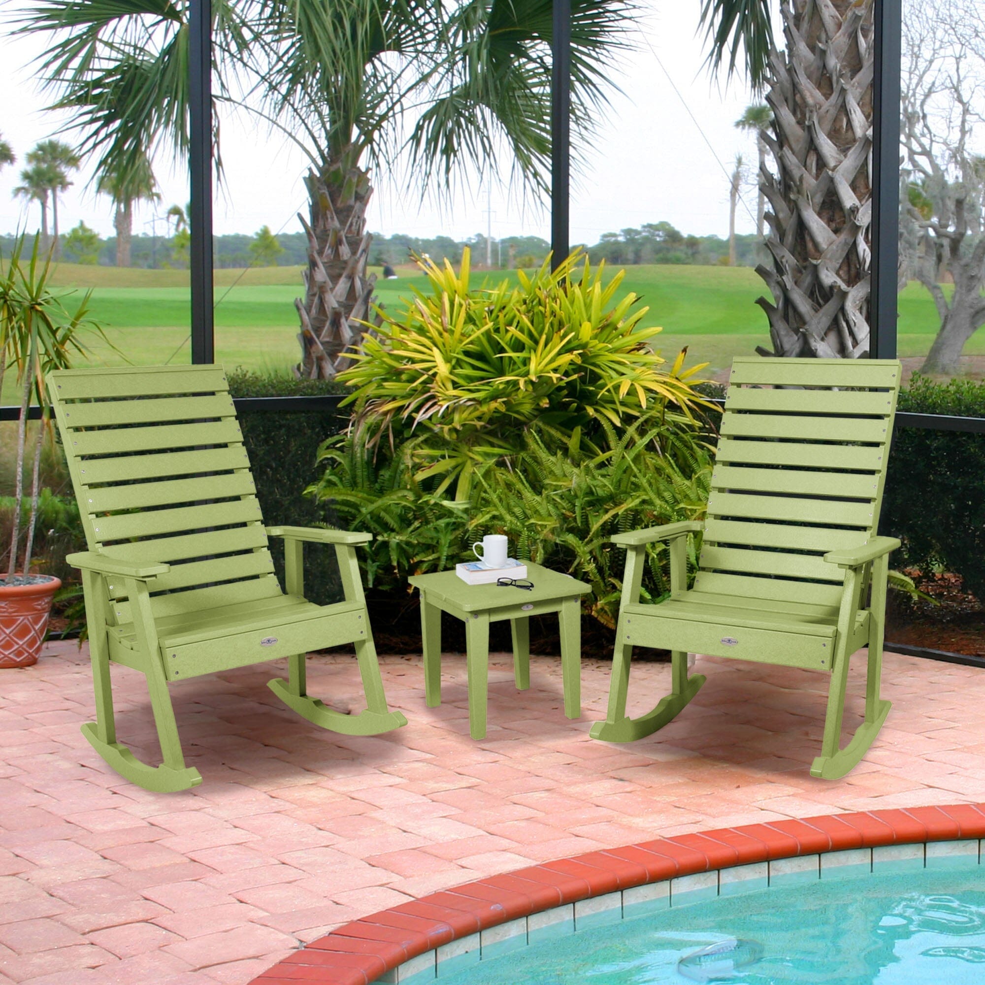 Premium Riverside Rocking Chair and Side Table 3-Piece Patio Set - Perfect for Outdoor Relaxation, Porch Sitting, and Garden Lounging