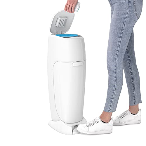 Diaper Genie Complete Diaper Pail with 8 Refill Bags & Carbon Filter - Baby Registry Gift Set | Essential Nursery Starter Kit for New Parents | Odor Control & Convenient Diaper Disposal System