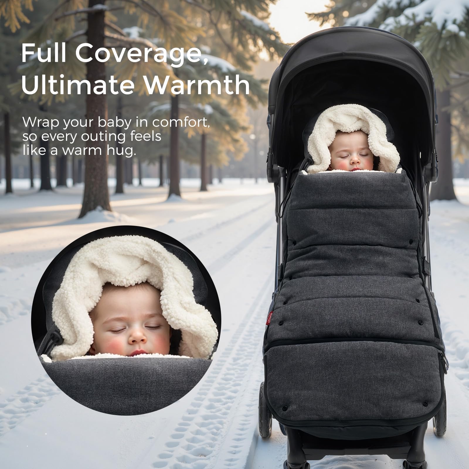 Momcozy Universal Stroller Footmuff - Weatherproof Winter Bunting Bag with Extendable Cover & Adjustable Buckle | Warm Baby Stroller Accessory for Cold Weather | Perfect for Winter Walks, Shopping Trips & Outdoor Adventures