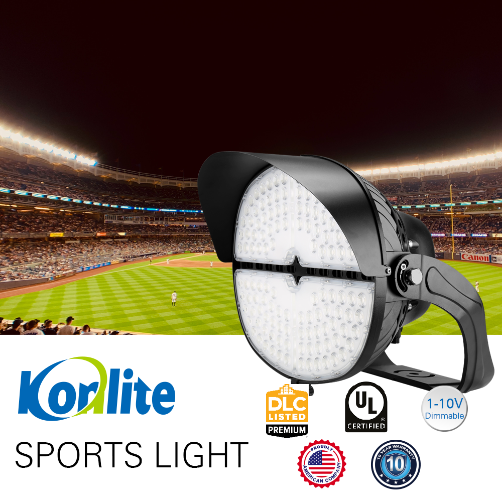 Konlite VEGA LED Sports Light - 505W 70,000 Lumens 5000K Daylight - 120-277V Wide Voltage - 4H4V Beam Angle - 1500W Metal Halide Equivalent - 10 Year Warranty - Perfect for Stadiums, Arenas, Tennis Courts & Outdoor Sports Lighting
