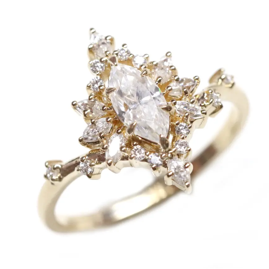 14KT Gold Moissanite Ring for Women - Size 7 Wedding Engagement Promise Band - Perfect for Anniversary, Proposal & Special Occasions