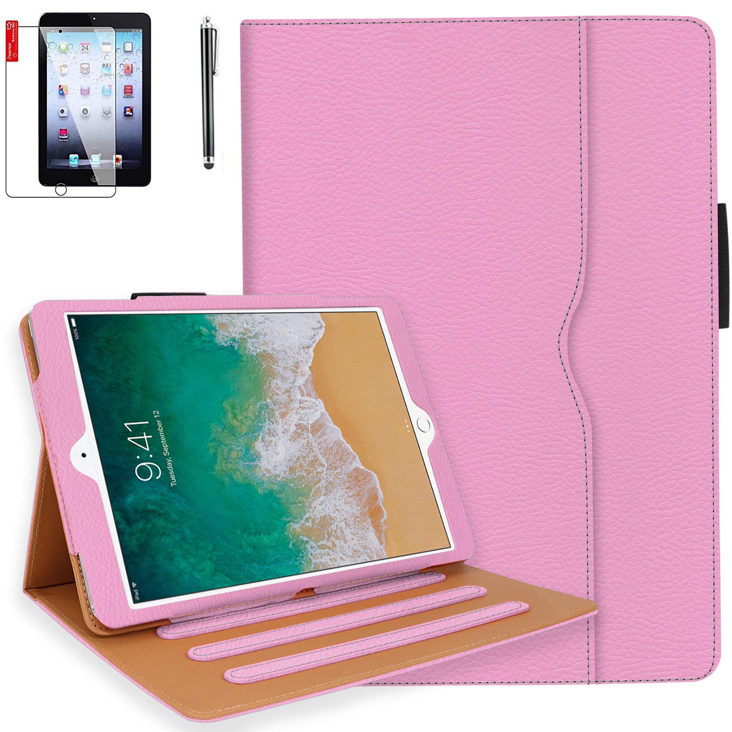 Premium iPad Pro 10.5 Case & iPad Air 3 Case with Pencil Holder - Multi-Angle Stand, Auto Sleep/Wake, Includes Screen Protector & Stylus (Pink) - Perfect for Work, Study, and Travel Protection