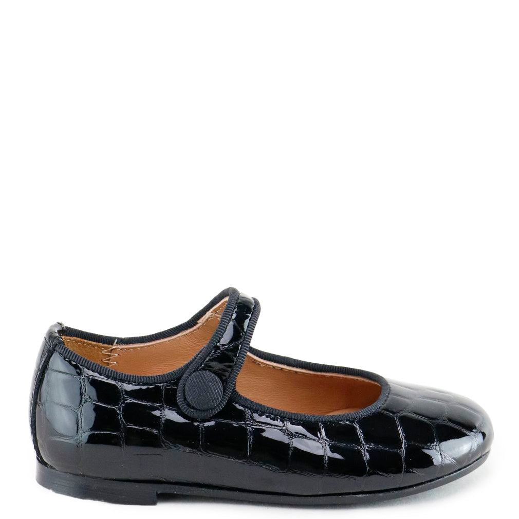 Black Crocodile Embossed Mary Jane Shoes for Women - Elegant & Comfortable Dress Shoes for Work, Parties & Weddings