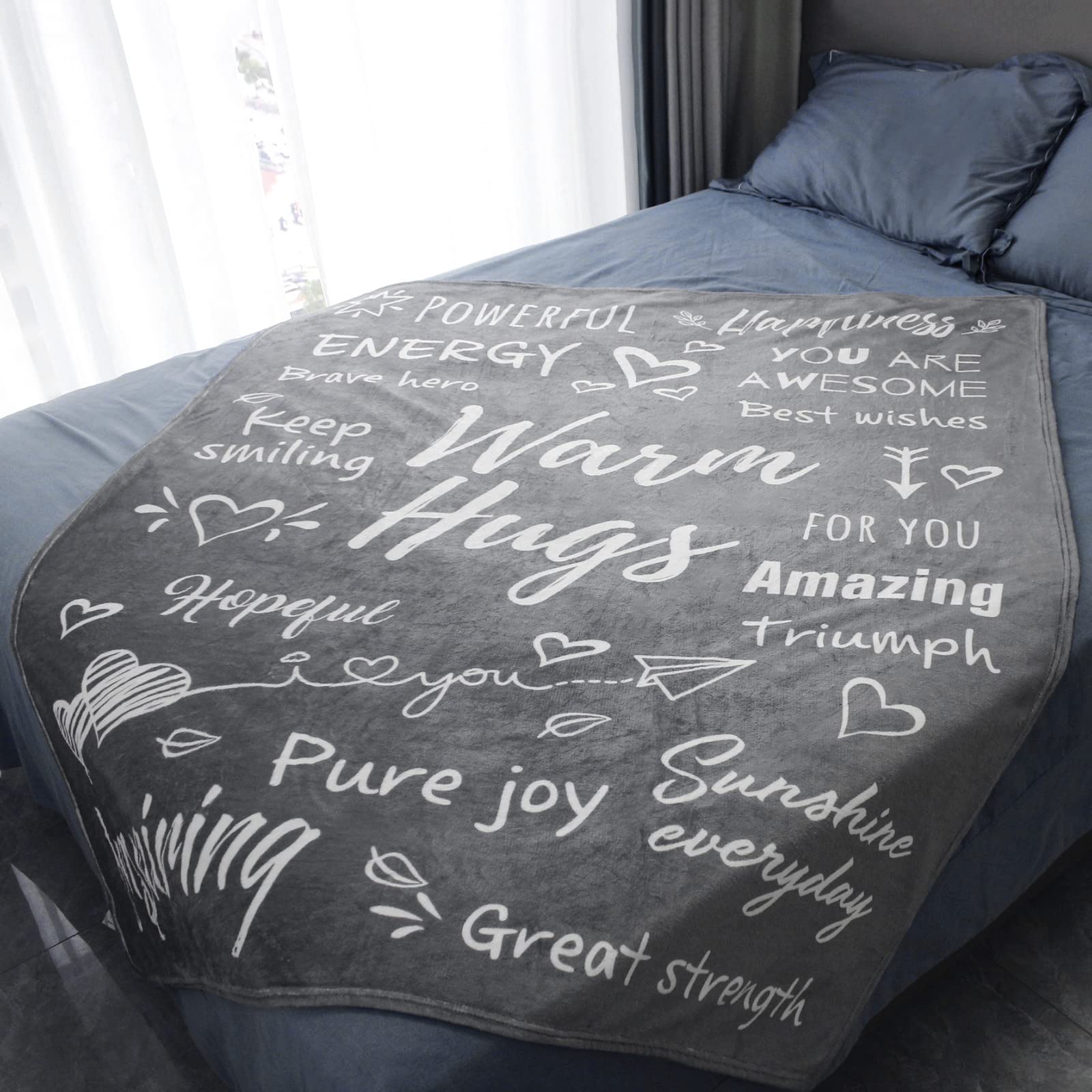 Inspiring Sympathy Gifts for Women & Men - Soft Warm Hugs Throw Blanket for Mom, Dad, Friends & Colleagues (Grey) - Perfect for Comfort, Home Decor & Thoughtful Presents
