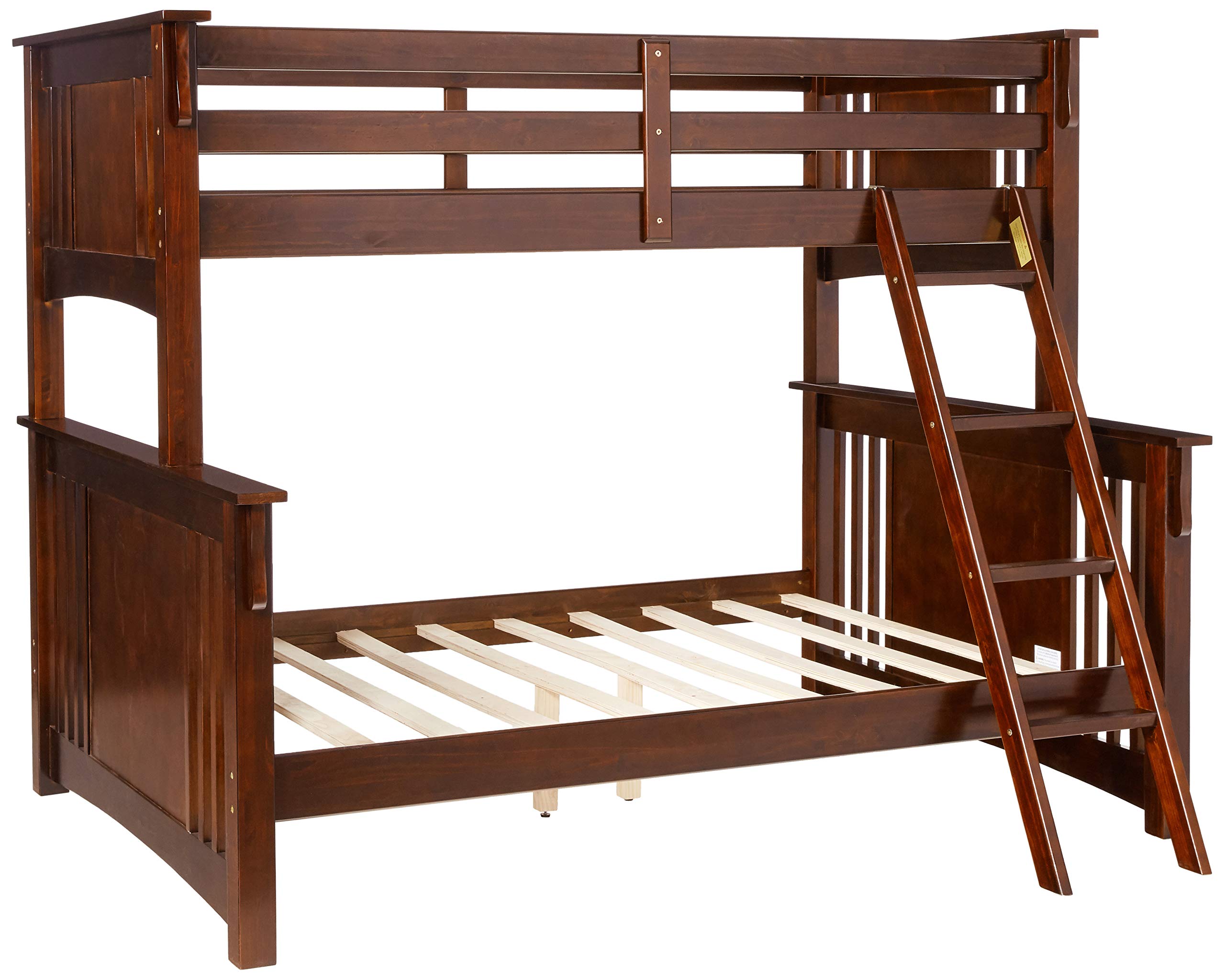 Furniture of America Concord Twin/Full Bunk Bed in Dark Oak Finish - Perfect for Kids' Bedrooms, Guest Rooms & Space-Saving Solutions