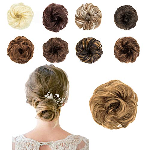 Hioffer Messy Bun Hair Extensions - Synthetic Hair Bun Scrunchies for Updo Ponytail | Curly Scrunchy Donut Chignon Hairpiece for Women - Perfect for Parties, Weddings & Everyday Styling