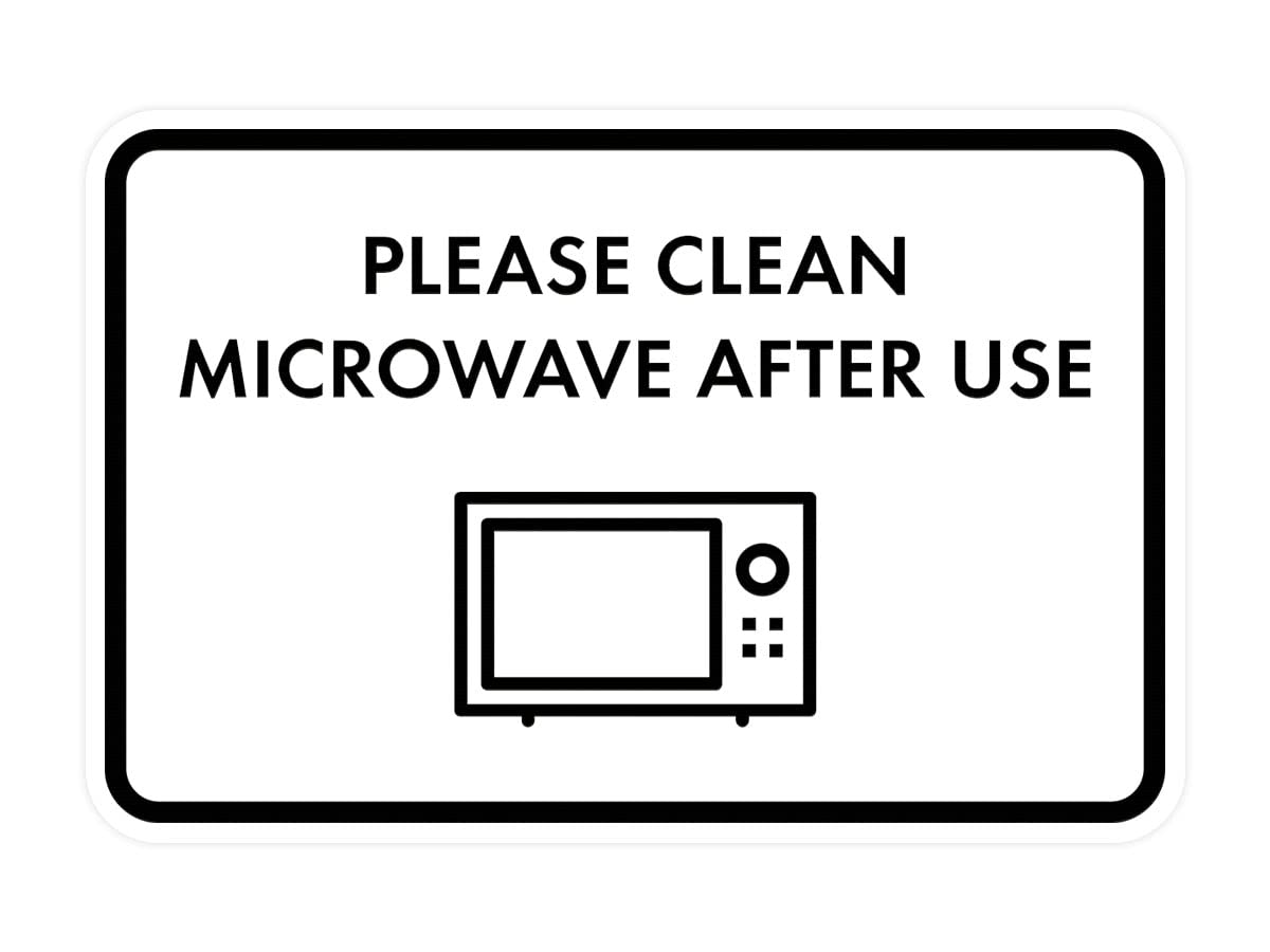 Classic White Framed 'Please Clean Microwave After Use' Sign - Medium Size for Kitchen, Office & Break Room
