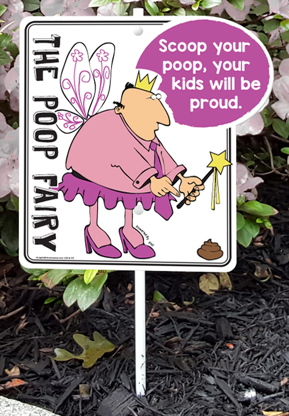 Poop Fairy Yard Sign - PF1022 Funny Outdoor Decor for Kids & Garden - Pink Whimsical Lawn Ornament for Playful Yard & Birthday Parties