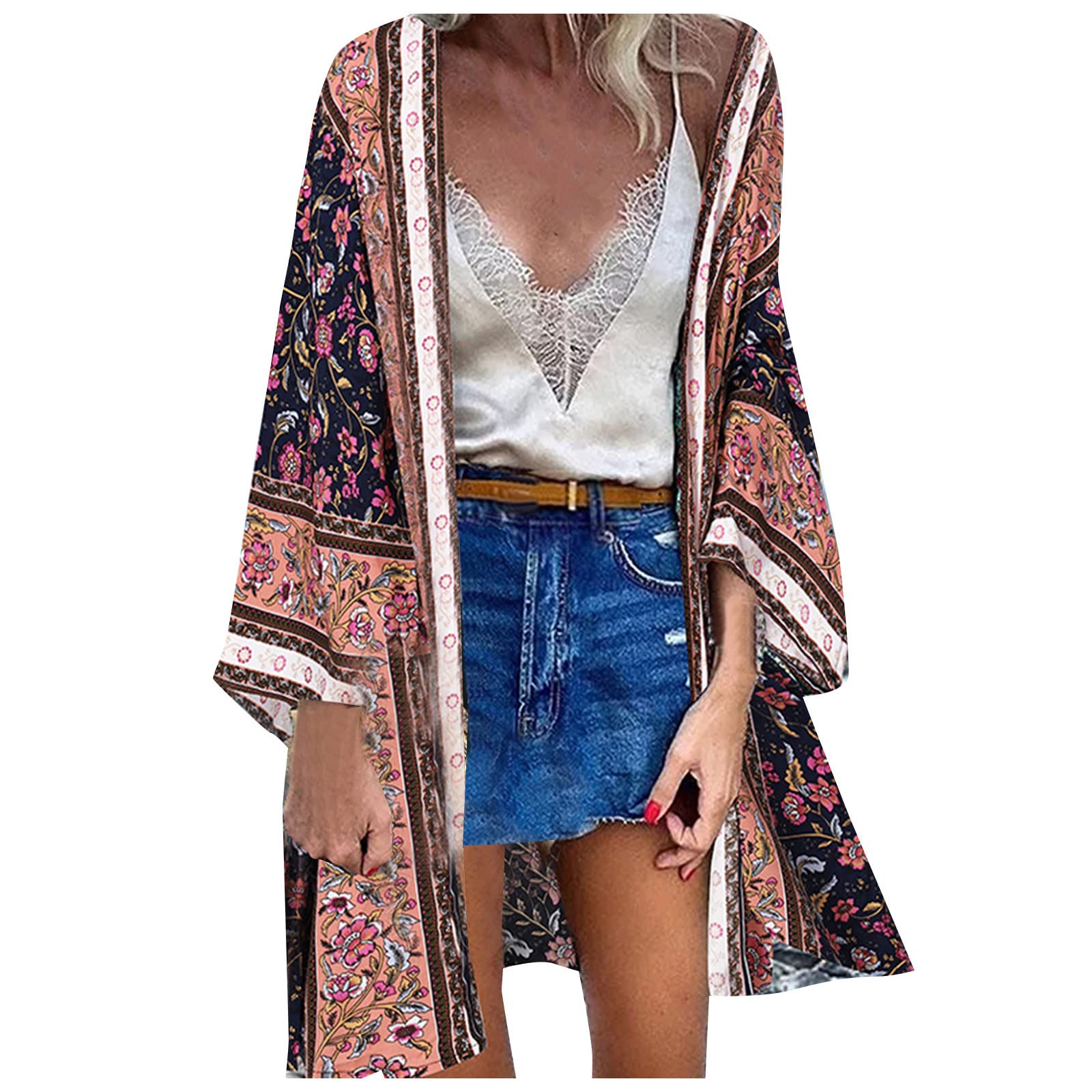 HUANKD Women's Long Sleeve T-Shirt - Summer Casual Batwing Loose Fit Blouse with Fashion Print - Perfect for Holiday, Travel and Everyday Wear