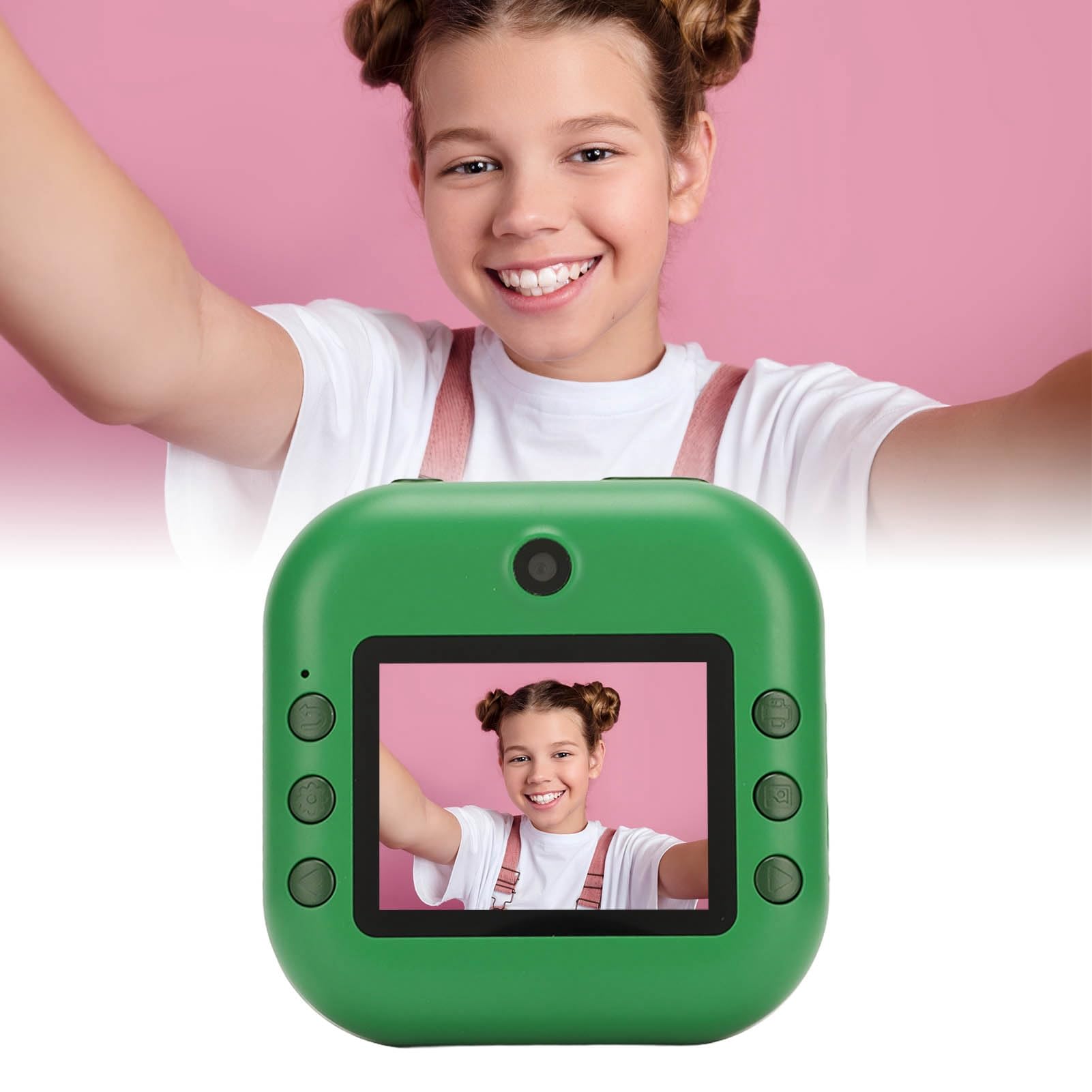 Kids Thermal Printer Camera - DIY Doodle Instant Print Toy with Cartoon Dinosaur Design for Boys & Girls | Perfect for Birthday Gifts, Travel Activities & Creative Play (Green)