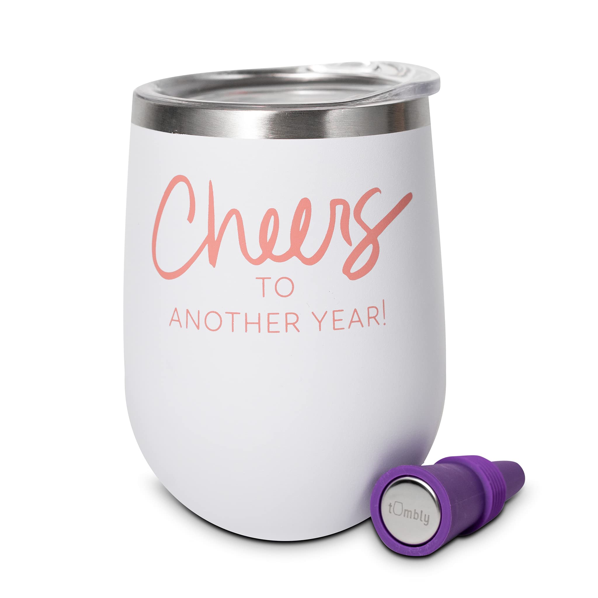 Cheers to Another Year Tumbler - Insulated Birthday Cup & Wine Glass - Best Friend & Coworker Gifts for Women - Perfect for Birthday Celebrations, Office Parties & Girls' Night Out