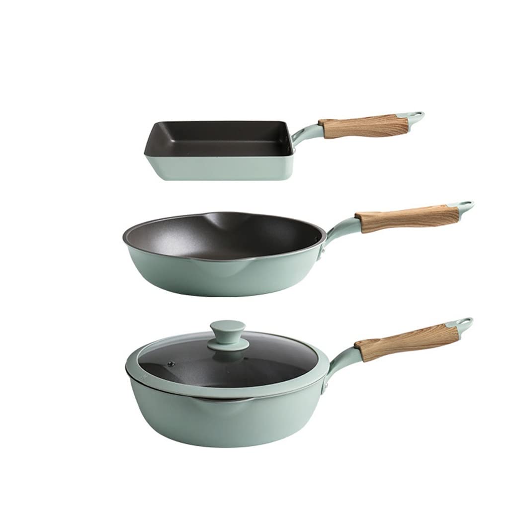 4-Piece Non-Stick Induction Cookware Set - Gas & Electric Stove Compatible Frying Pan + Wok - Small Kitchen Cookware (Color A) - Perfect for Stir-Frying, Sauteing & Everyday Cooking