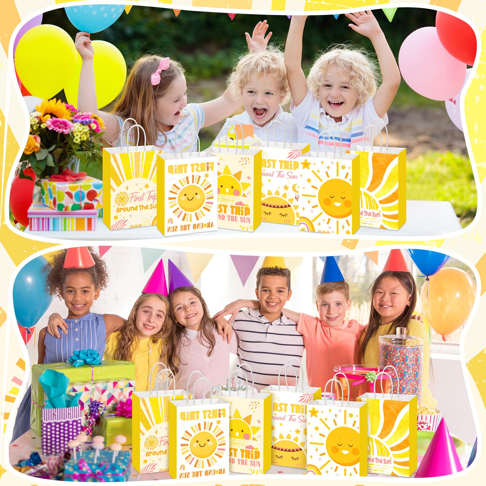 Glenmal 24pcs 1st Birthday Party Favors Bags - Boho Sun Decor for Kids