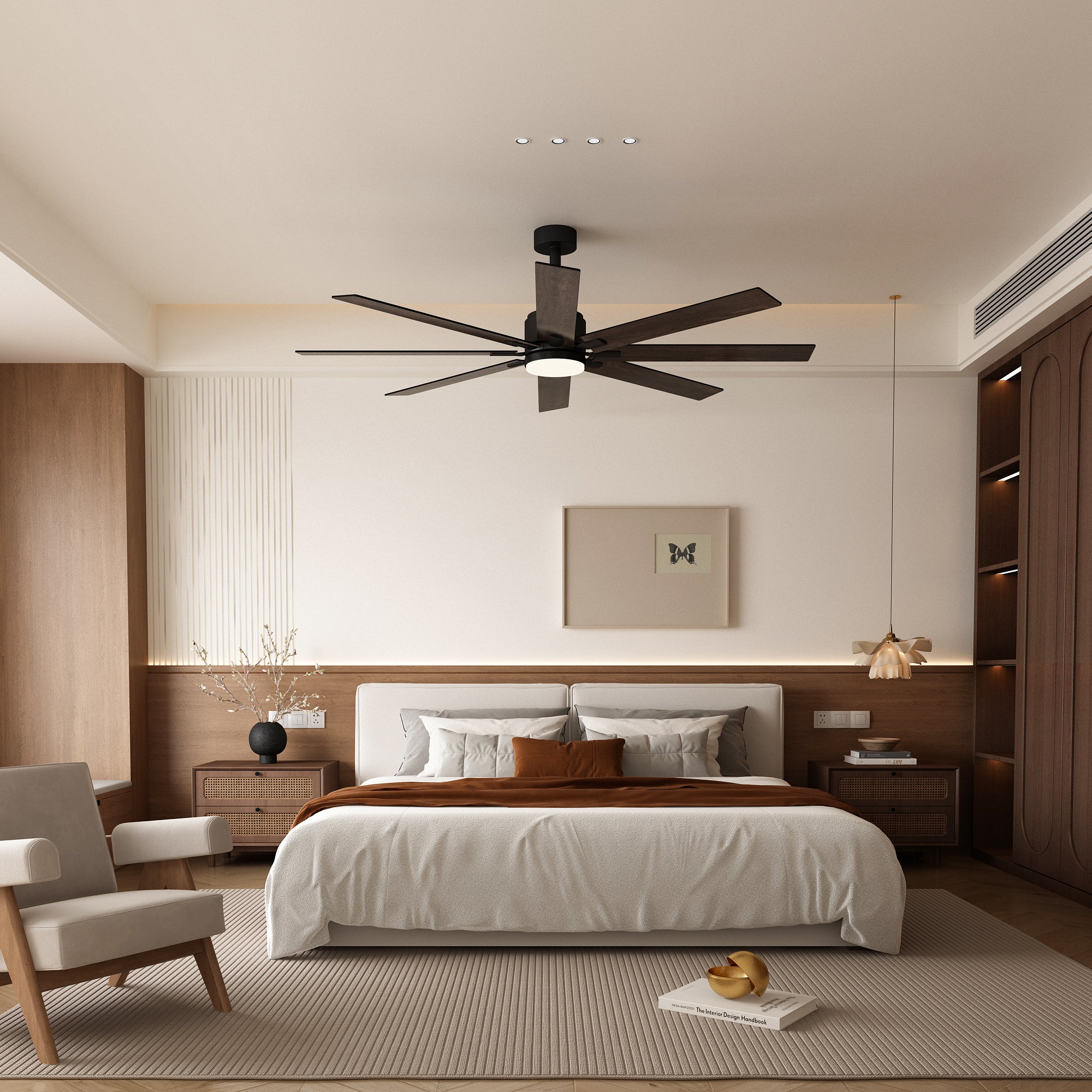 72 Inch Dual Tone Blades Ceiling Fan with 3 Color LED Light - Perfect for Living Room, Bedroom, and Outdoor Patio Cooling