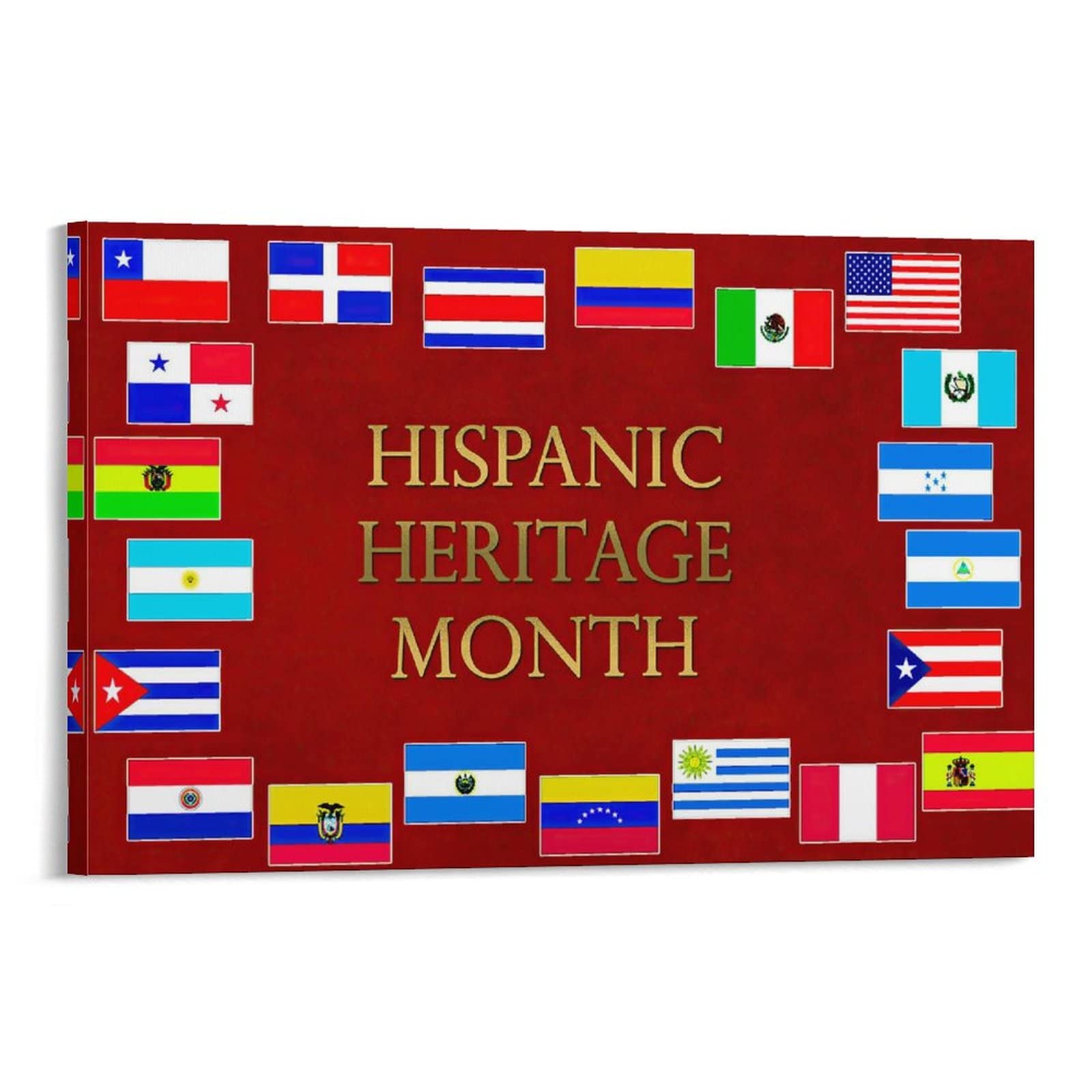 HKFFA National Hispanic American Heritage Month Canvas Poster - 24x36inch (60x90cm) Wall Art for Bedroom, Office & Sports Room Decor - Perfect Gift for Cultural Celebrations & Home Styling