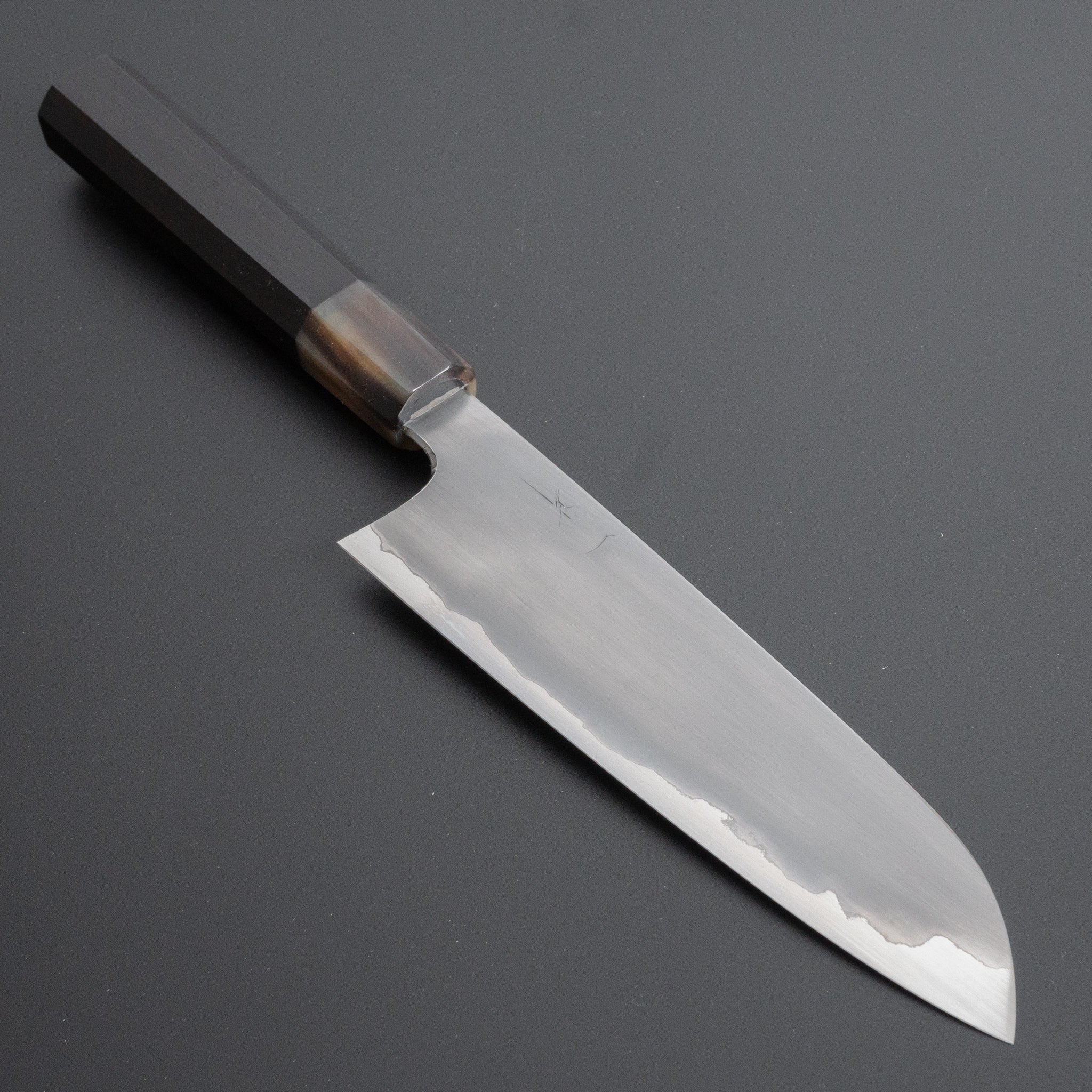 Hitohira Togashi White #1 Stainless Clad Kasumi Santoku Knife 180mm with Ebony Handle - Premium Japanese Chef Knife for Slicing, Dicing & Chopping Vegetables, Meat & Fish