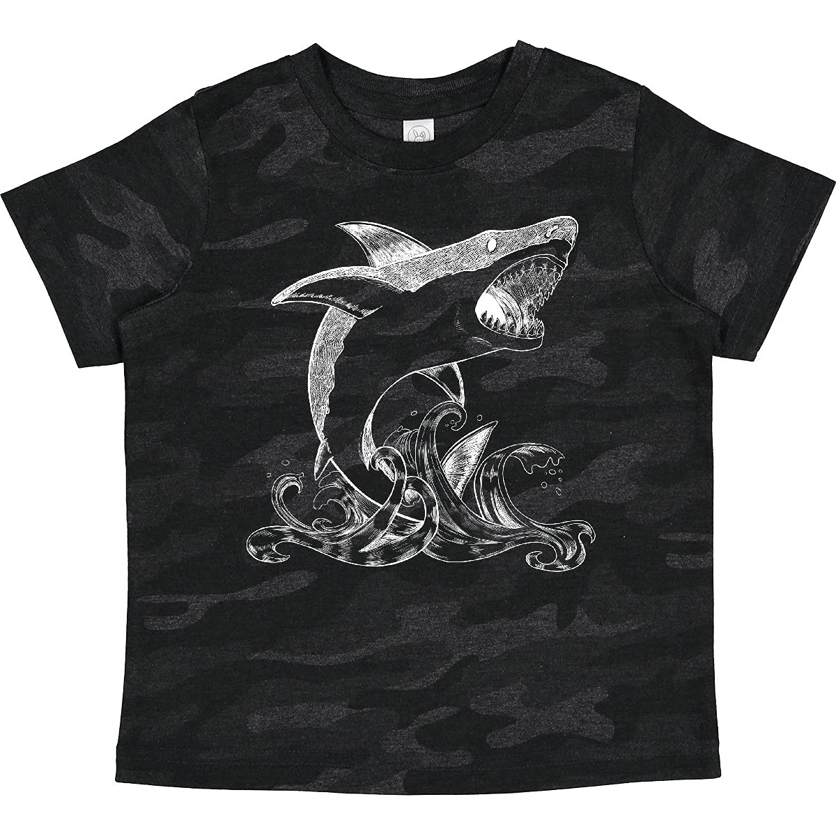 Inktastic Great White Shark Jumping in White Toddler T-Shirt - Cute Boys & Girls Shark Themed Cotton Tee for Beach, Pool & Summer Outfits