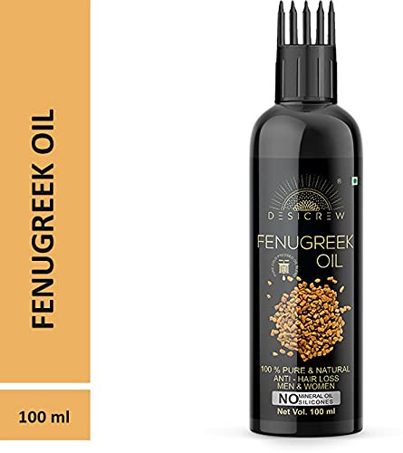 Pure Fenugreek (Methi) Oil 100ml - Cold Pressed Hair Growth Oil for Thicker & Longer Hair - Natural Skin & Nail Care Treatment with Comb Applicator | Perfect for Daily Hair & Scalp Massage, DIY Beauty Routines