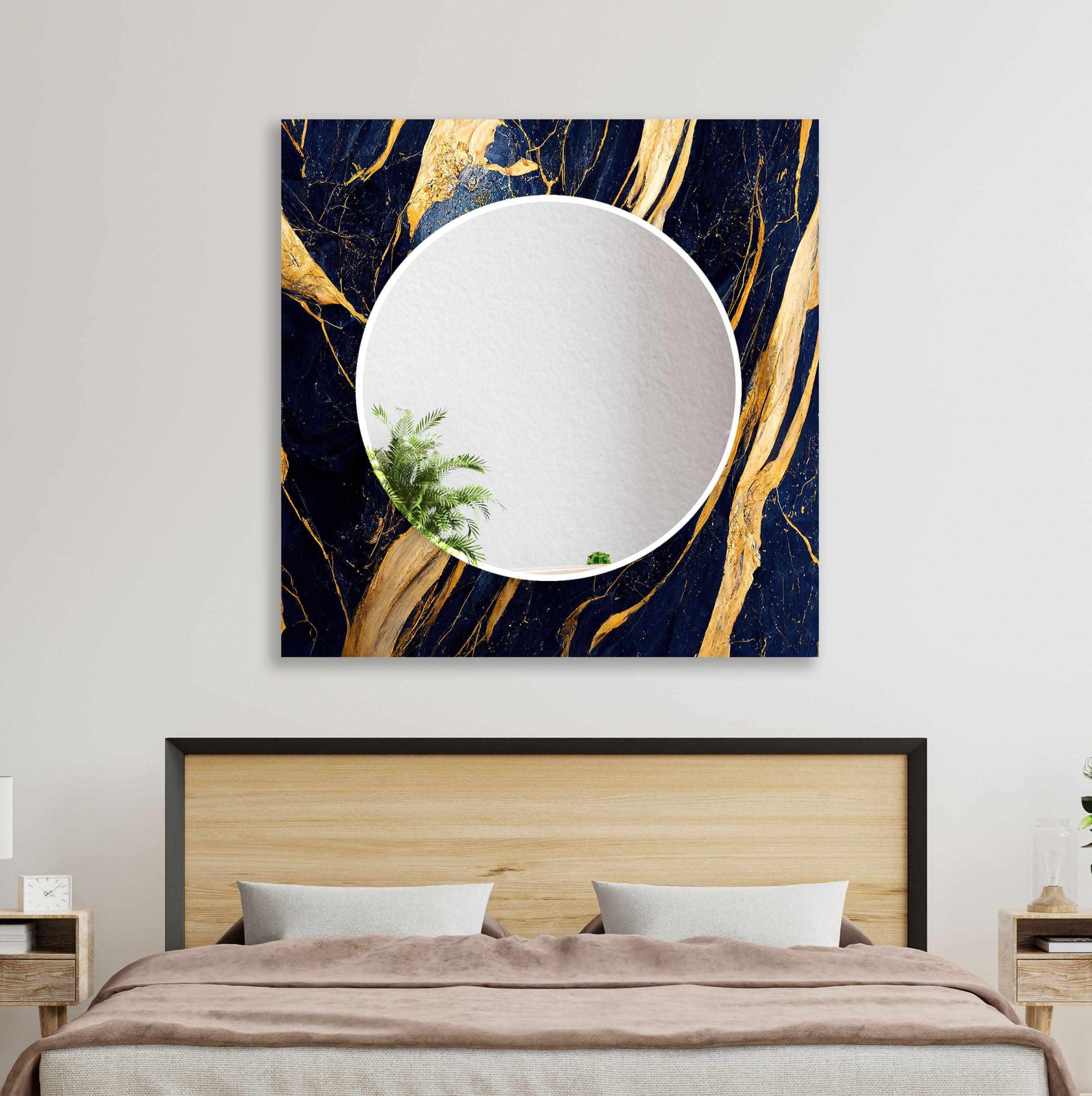 Elegant Black and Gold Round Wall Mirror - 24 Inch Decorative Hanging Mirror for Living Room, Bedroom, or Entryway Decor
