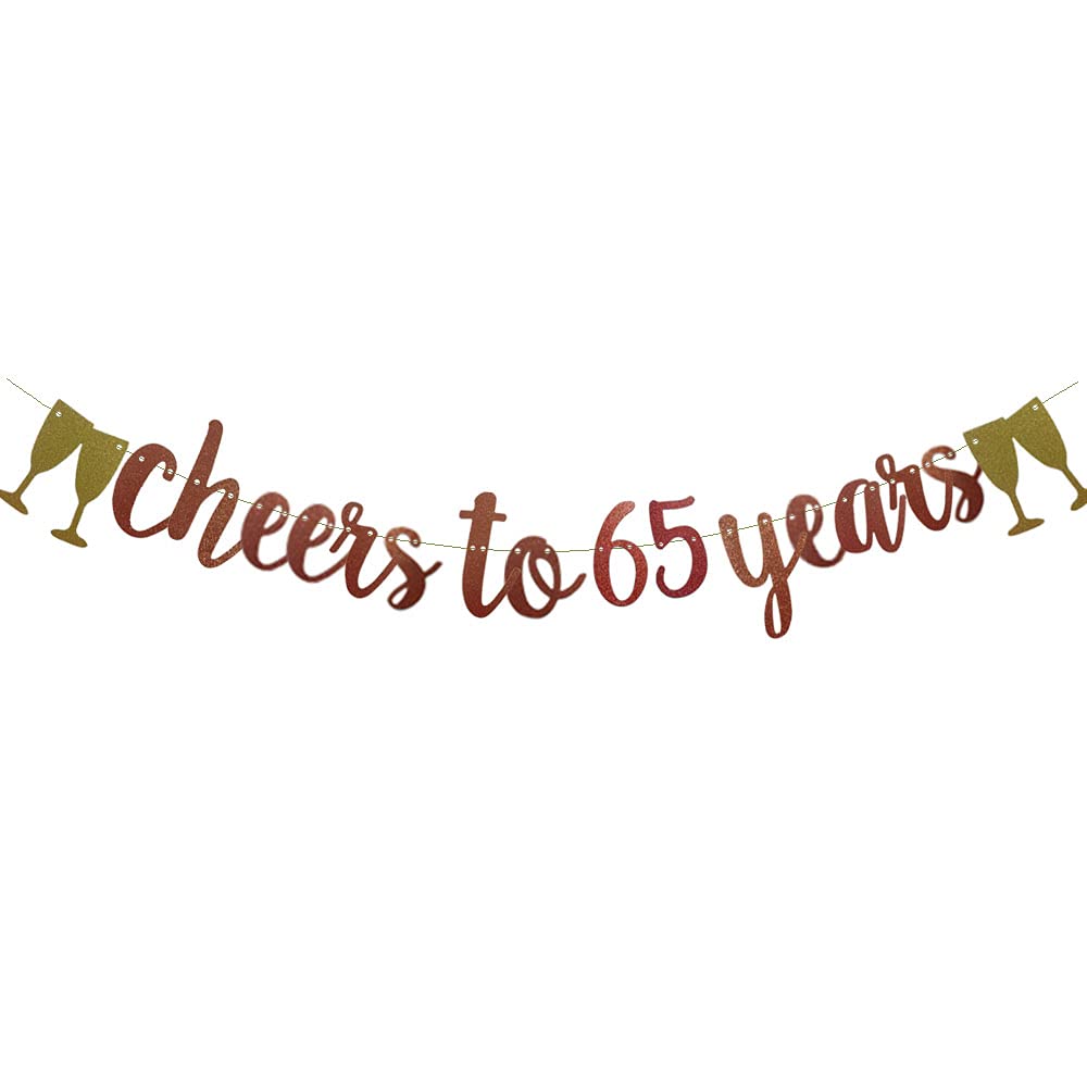65th Anniversary Banner - Rose Gold Glitter Pre-Strung Party Decor for Wedding & Birthday Celebrations | Perfect for Milestone Anniversaries, Retirement Parties & Golden Jubilee Events