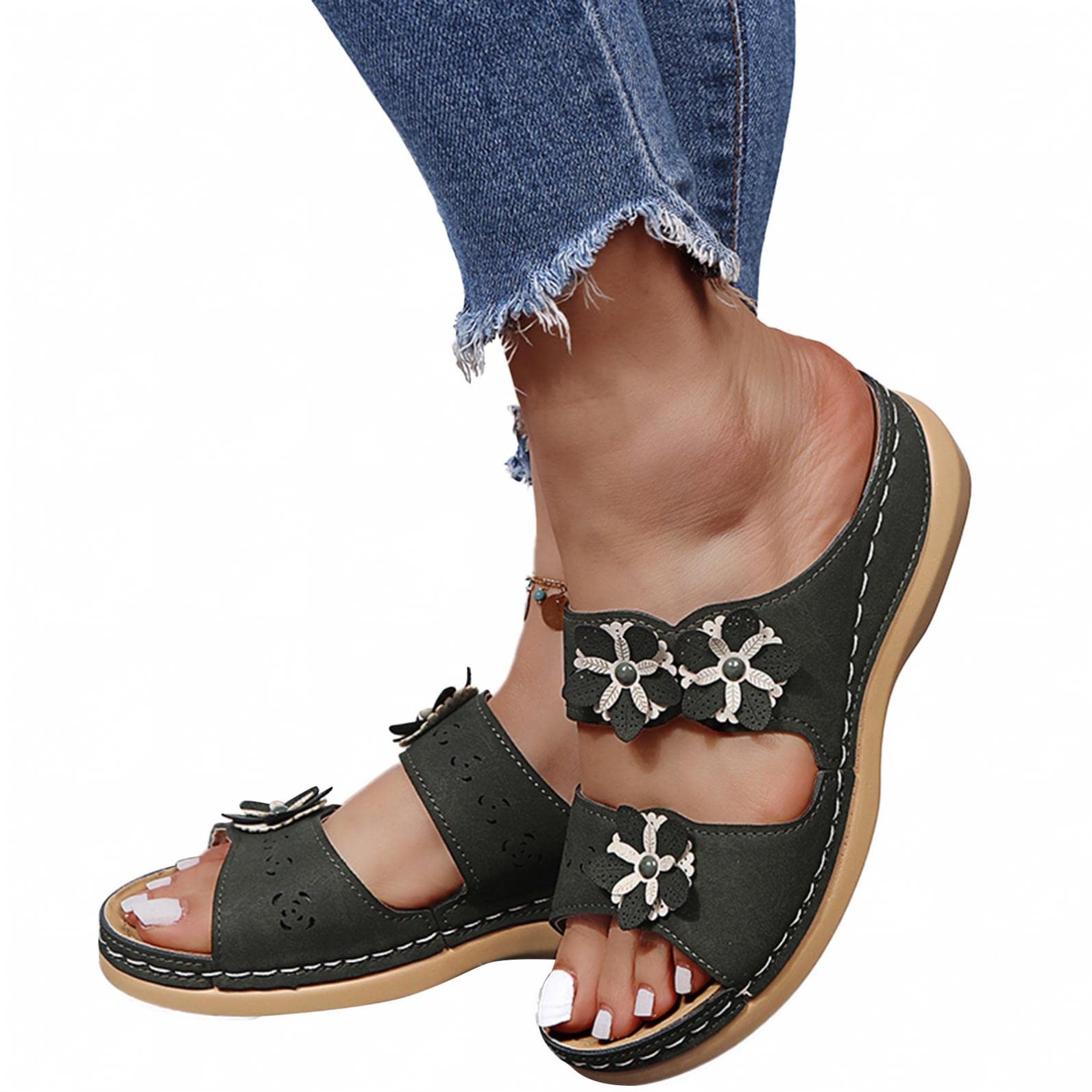 Women's Arch Support Walking Sandals - Comfortable Soft Casual Beach Sandals with Orthotic Support | Perfect for Travel, Hiking & Summer Outings