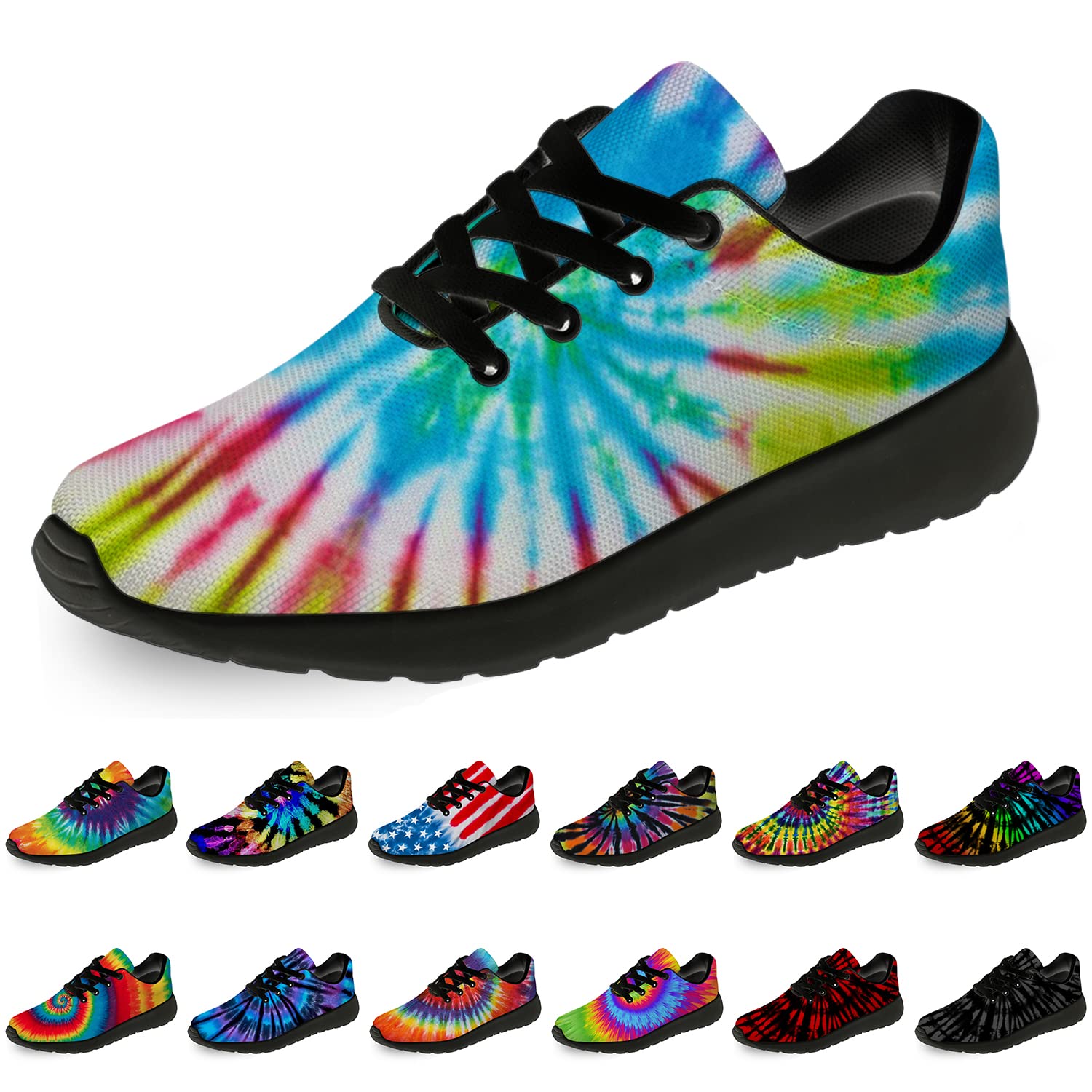 Horethy Tie Dye Running Shoes for Women & Men - Comfortable Walking Tennis Sneakers for Jogging, Sports & Casual Wear - Perfect Gift for Athletes & Fitness Lovers