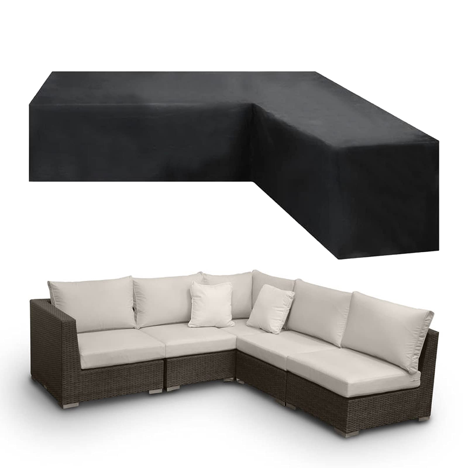 Waterproof V-Shaped Patio Furniture Cover for Sectional Sofa - Outdoor Windproof Protector (112.6