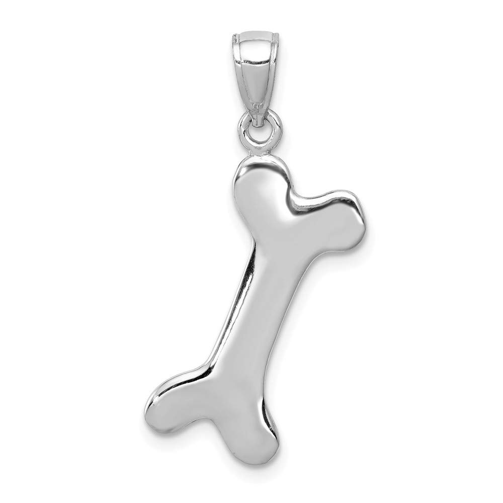 14K White Gold Solid Dog Bone Charm Pendant - Durable & Hypoallergenic Jewelry for Pet Lovers - Perfect for Necklaces, Bracelets & Gifts for Dog Owners