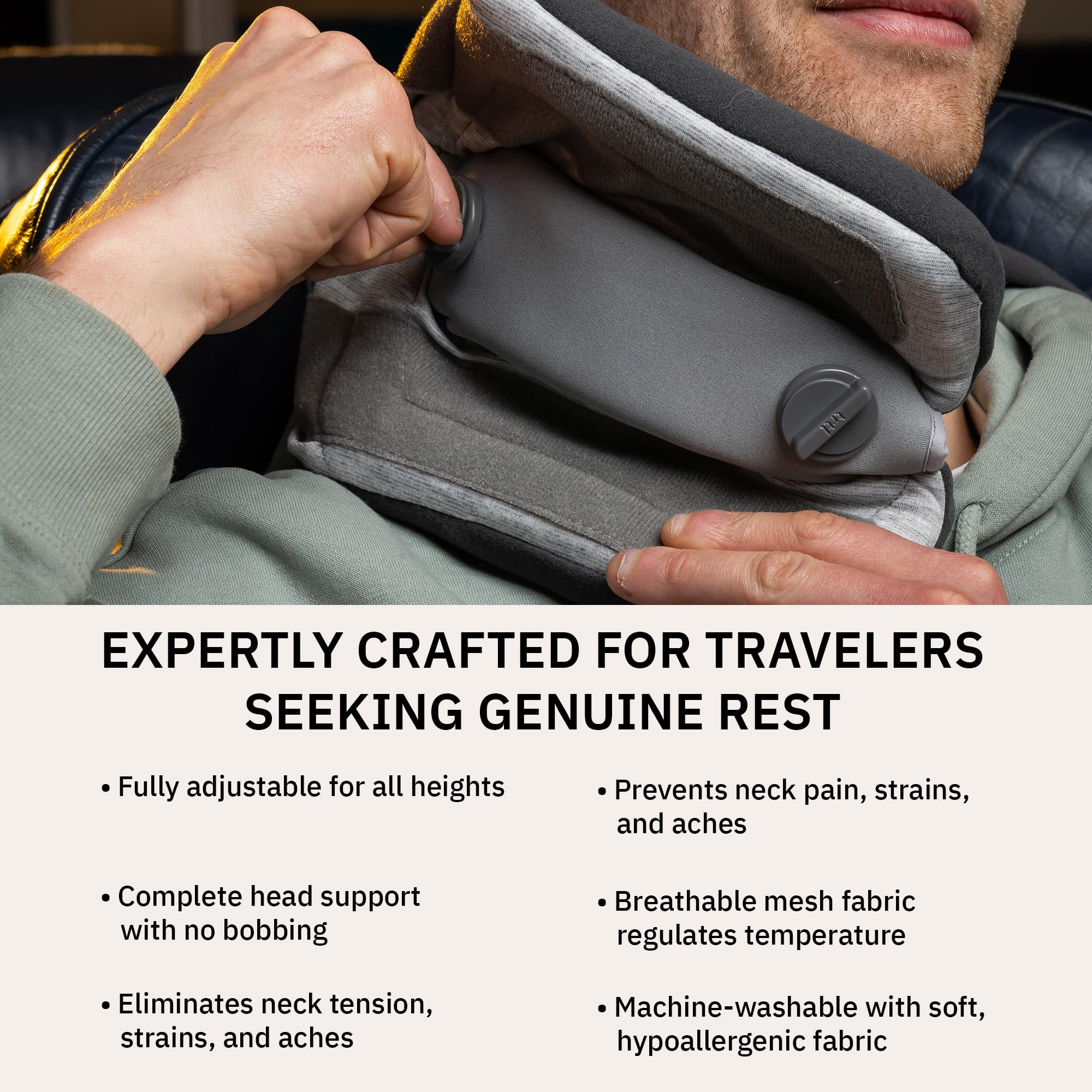 Trtl Pillow Plus - Adjustable Neck Pillow for Airplane Travel - Luxury Foam Padding for Head & Neck Support - Lightweight & Machine Washable - Includes Waterproof Carry Bag - Perfect for Long Flights, Road Trips & Commuting
