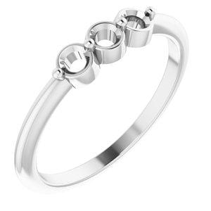 14K White Gold 3 Stone Family Ring Mounting for Wedding, Anniversary & Engagement - Elegant Jewelry for Special Occasions