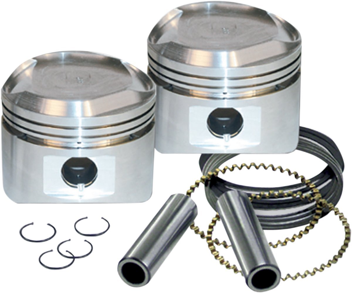 S&S Cycle 920-0026 High Compression Piston Kit - 3.5in Standard Bore, 0.010in Over - Performance Upgrade for Harley Davidson Motorcycles - Perfect for Racing & Engine Rebuilds