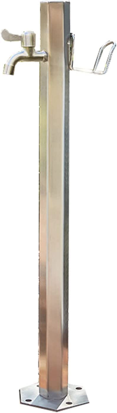 Stainless Steel Outdoor Square Water Column with Faucet - Garden Hose Holder for Patio, Yard & Lawn - 86x6.4cm Frost-Proof Water Spigot - Perfect for Outdoor Washing, Gardening & Pet Care