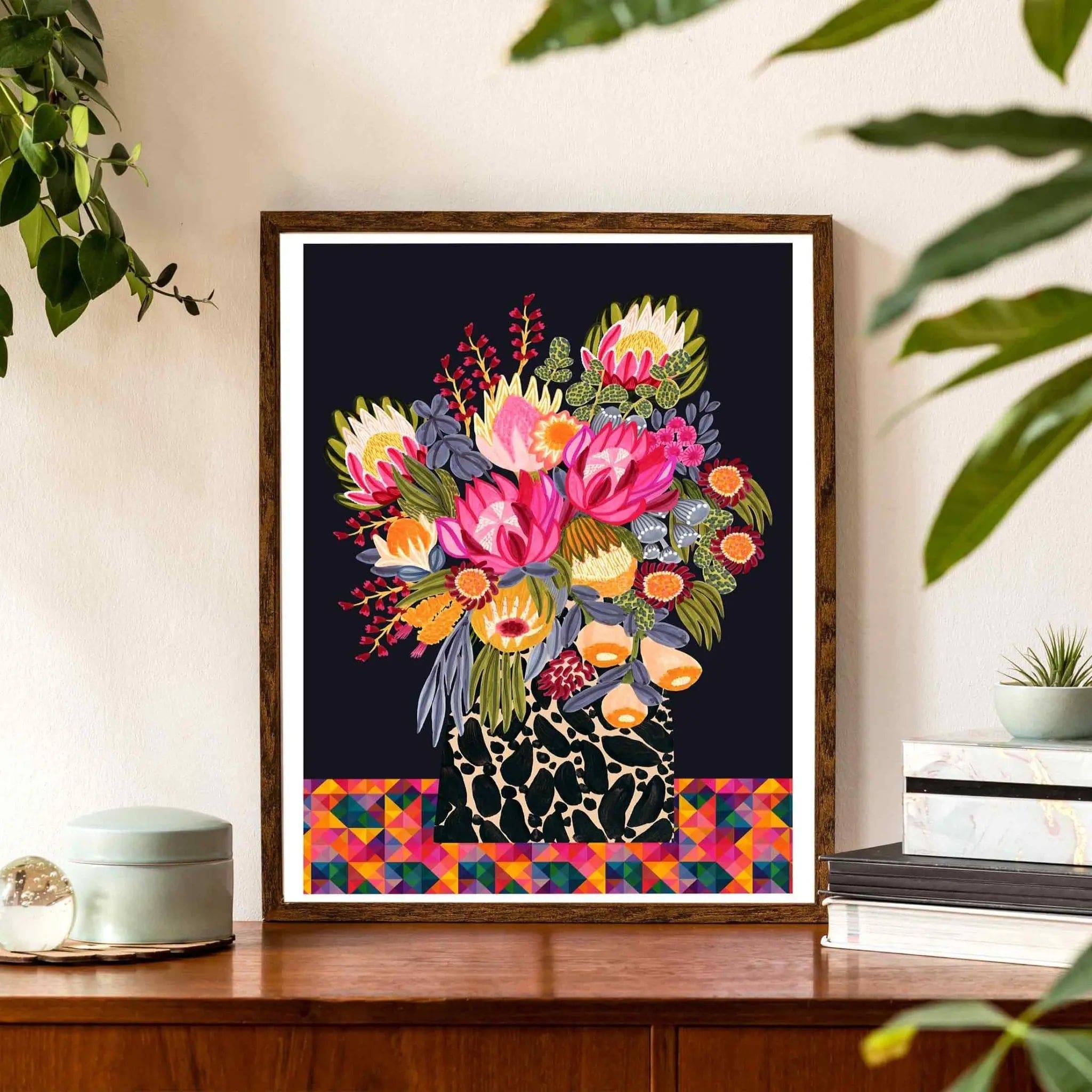 Australian Botanical Bouquet Wall Art Print - Floral Home Decor for Living Room, Bedroom & Office